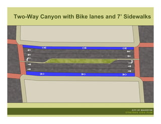 Two-Way Canyon with Bike lanes and 7’ Sidewalks
 