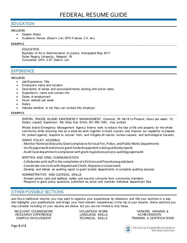 federal resume guide