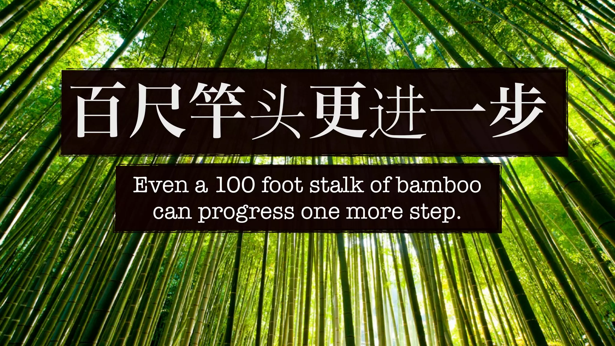 Even a 100 foot stalk of bamboo
 can progress one more step.
 