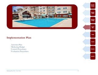 Marketing Plan 2016  [Select Date] 25
Implementation Plan
Activities Plan
Marketing Budget
Control Procedures
Evaluation Procedures
 