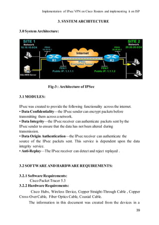 Implementation of IPSec VPN on Cisco routers and Configuring it on ISP ...