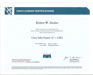 Cisco CSE Certification (2007)
