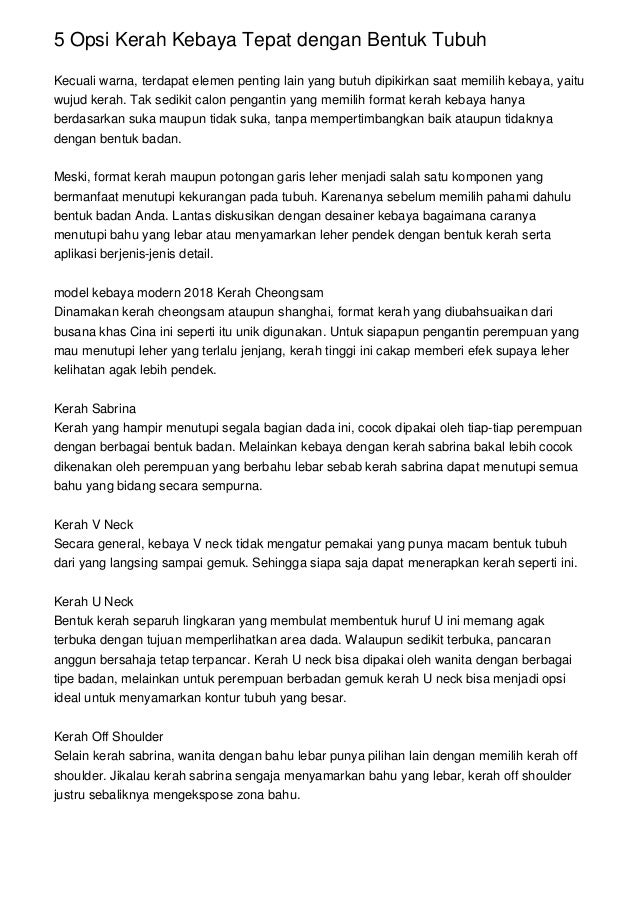 5 Opsi Kerah Kebaya Tepat dengan Bentuk Tubuh