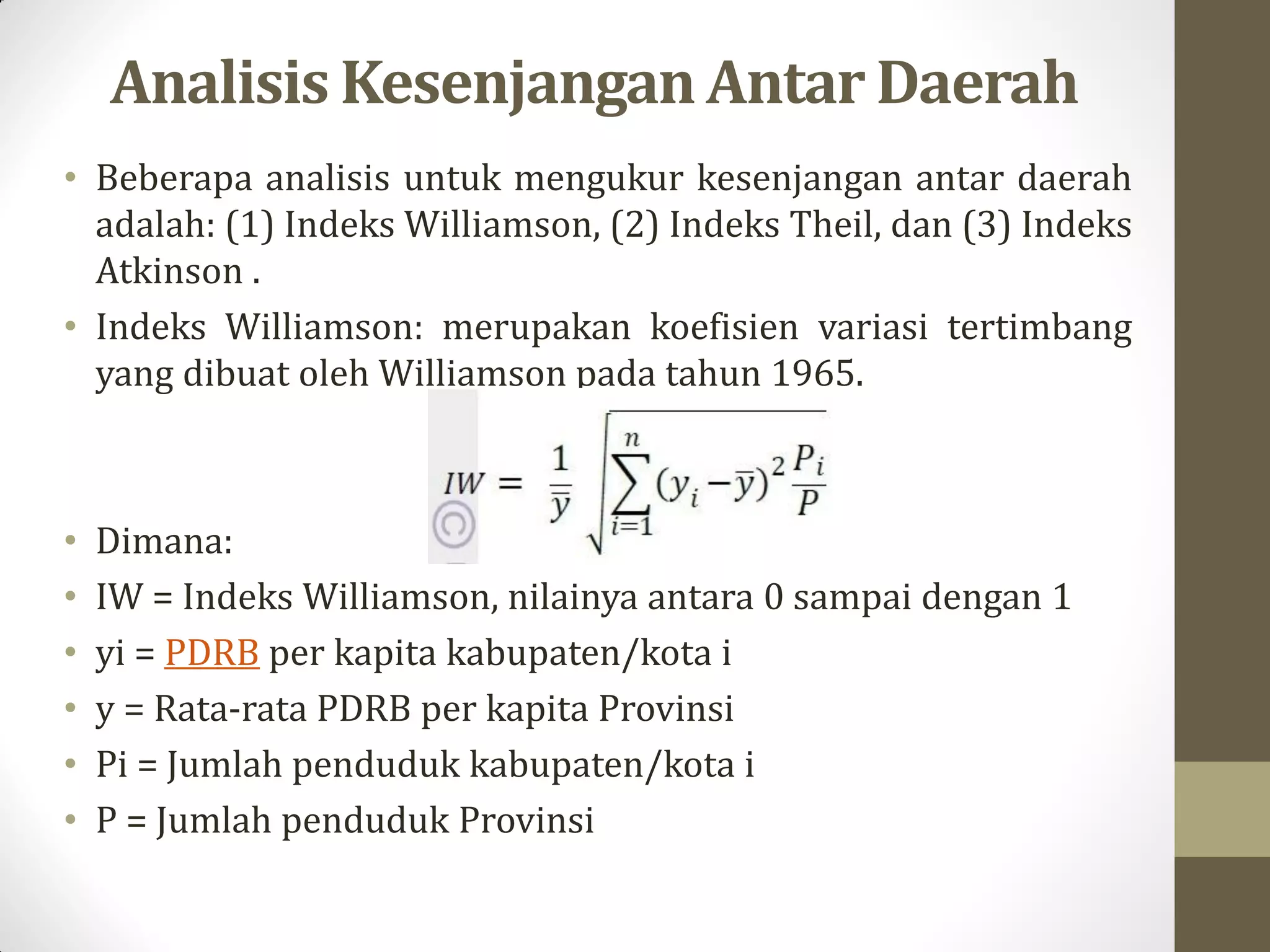 Indeks Atkinson Beberapa analisis dalam ekonomi regional | PDF
