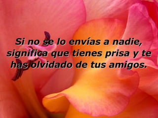 Si no se lo envías a nadie, significa que tienes prisa y te has olvidado de tus amigos. 