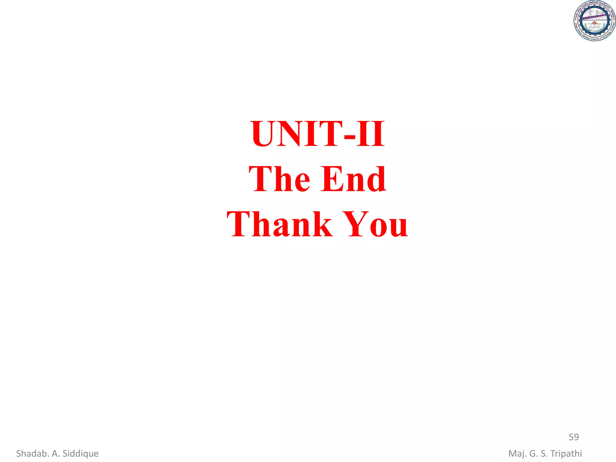 UNIT-II
The End
Thank You
59
Shadab. A. Siddique Maj. G. S. Tripathi
 