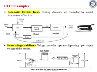 CLCS Examples
➢ Automatic Electric Iron:- Heating elements are controlled by output
temperature of the iron.
➢ Servo voltage stabilizer:- Voltage controller operates depending upon output
voltage of the system.
17
Shadab. A. Siddique
 
