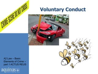 Voluntary Conduct

                      o




A2 Law – Basic
Elements of Crime –
part 1 ACTUS REUS
 