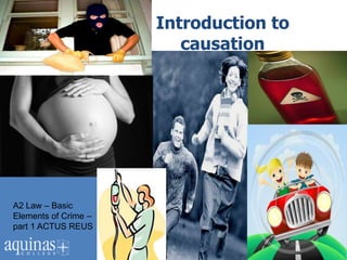Introduction to
                         causation




A2 Law – Basic
Elements of Crime –
part 1 ACTUS REUS
 