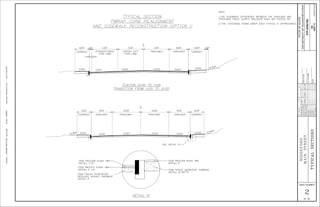 HIGHWAYDivision:Filename:...HIGHWAYMSTA002_Typical.dgnUsername:Date:7/28/2015Katherine.S.Gray
DESIGN-DETAILED
BYDATEPROJ.MANAGER
SHEET NUMBER
FIELDCHANGES
REVISIONS1
REVISIONS2
REVISIONS3
REVISIONS4
CHECKED-REVIEWED
OF
DESIGN2-DETAILED2
DESIGN3-DETAILED3
PIN
HIGHWAYPLANS
STATEOFMAINE
DEPARTMENTOFTRANSPORTATION
DATE
SIGNATURE
P.E.NUMBER
TYPICALSECTIONS
_____
2
38
20291.10
BIDDEFORD
MAINSTREET
__________
______
______
______
______
______
______
______
______
____________
K.GRAY____________
______________________________
R.BETZ
C
L
-2.00%
-3.00% -3.00% -2.00%
C
L
C
L
2.00%
-4.00% -2.00% -2.00% -2.00%
2.00%
CL
8.00’11.00’11.00’11.00’1.00’
9.00’12.00’12.00’9.00’
C
L
4:1MAX
4:1MAX
4:1MAX
2.00%
2.00%
SHOULDER
TRAVELWAY SHOULDER
6.00’ 1.50’6.00’
TURN LANE
STRAIGHT/RIGHT
TURN LANE
CENTER LEFTSIDEWALK SIDEWALK
TRAVELWAY TRAVELWAY SHOULDERSHOULDER
6.00’ 6.00’
SIDEWALK SIDEWALK
TRANSITION FROM 11+05 TO 12+20
STATION 10+00 TO 11+05
INSTALL 12" DEPTH
ITEM #304.10 AGGREGATE SUBBASE
INSTALL 2"
ITEM #403.209 9.5mm HMA
INSTALL 5"
RECYCLED ASPHALT PAVEMENT
ITEM #310.25 PLANT-MIXED
DETAIL "A"
SEE DETAIL "A"
2. THE STATIONING SHOWN UNDER EACH TYPICAL IS APPROXIMATE.
TRAVELWAY CROSS SLOPES "ROLLOVER" SHALL NOT EXCEED 8%.
1. THE ALGEBRAIC DIFFERENCE BETWEEN THE SHOULDER AND
NOTE:
STP-2029(100)
S.HAYDENT.WHITEDEC2014
AND SIDEWALK RECONSTRUCTION (OPTION 1)
PMRAP CURB REALIGNMENT
TYPICAL SECTION
INSTALL 1 1/2"
ITEM #403.208 12.5mm HMA
INSTALL 2 1/2"
ITEM #403.213 12.5mm HMA
 
