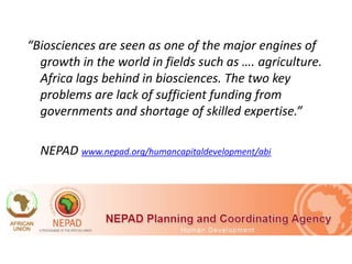 BecA hub research, facilities, and capacity building