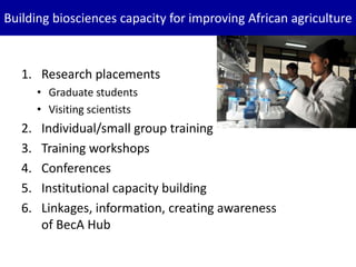BecA hub research, facilities, and capacity building