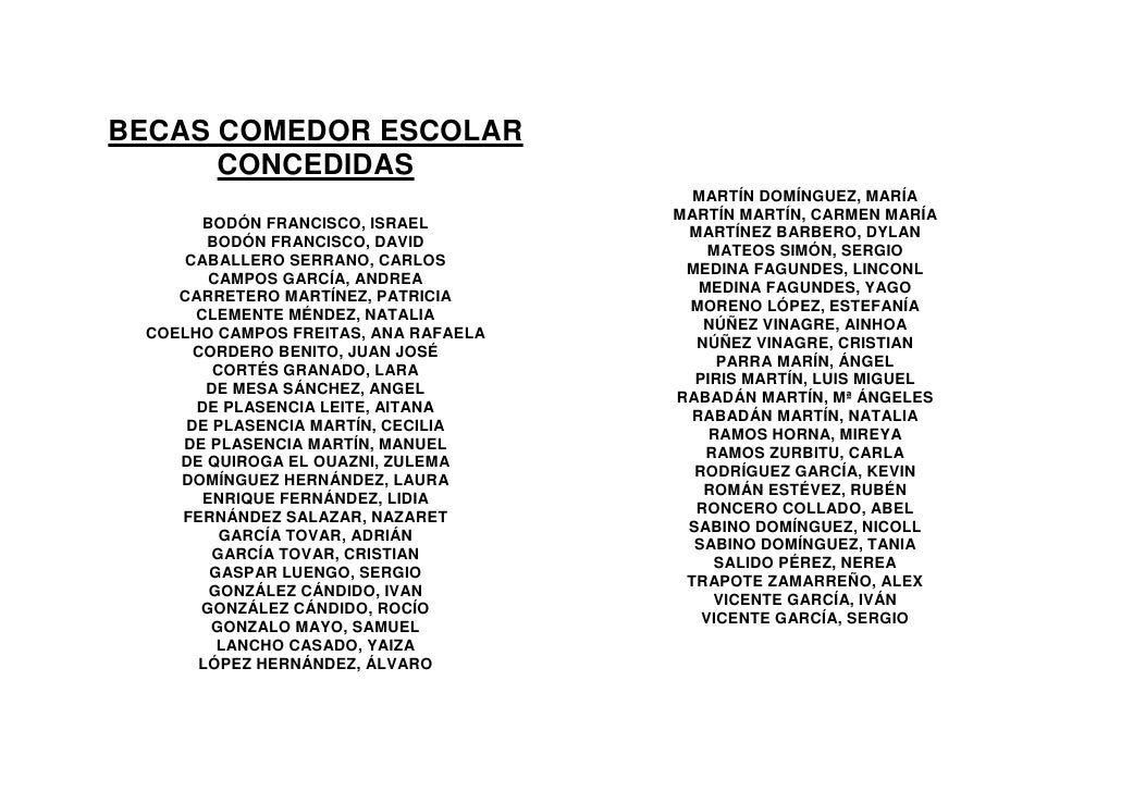 Becas comedor escolar concedidas 10 11 Becas comedor escolar concedidas 10 11