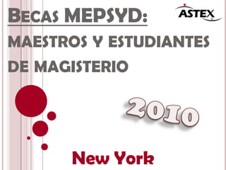 Becas MEPSYD: maestros y estudiantes de magisterio 2010 New York 