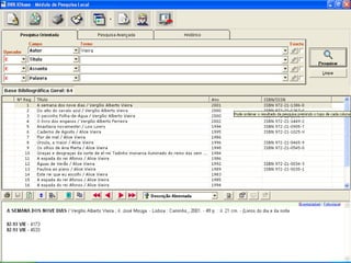 Quanto ao material de projecção e vídeo, registos sonoros e musicais, multimédia, estes deverão ser solicitados no balcão de atendimento.Será assim que vamos pesquisar?Como encontrar então o que se procura, na Biblioteca?Métodos e Técnicas de Pesquisa