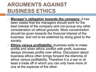 Types of ethics
 PARTICIPATORY ETHICS: it is an important part of
business ethics. Guided by common good, all the
partici...