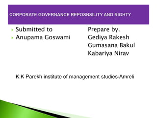 Submitted to Prepare by.
 Anupama Goswami Gediya Rakesh
Gumasana Bakul
Kabariya Nirav
K.K Parekh institute of management studies-Amreli
 