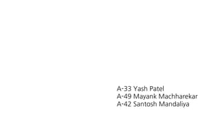 A-33 Yash Patel
A-49 Mayank Machharekar
A-42 Santosh Mandaliya
 