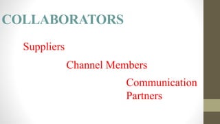 COLLABORATORS
Suppliers
Channel Members
Communication
Partners
 