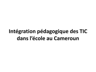 Intégration pédagogique des TIC
   dans l’école au Cameroun
 