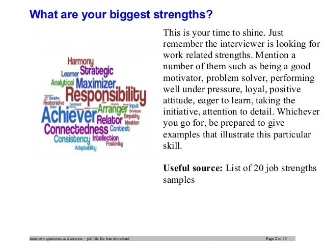 job strengths list