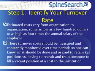Step 1: Identify Your Turnover
             Rate
Estimated costs vary from organization to
organization, some as low as a ...