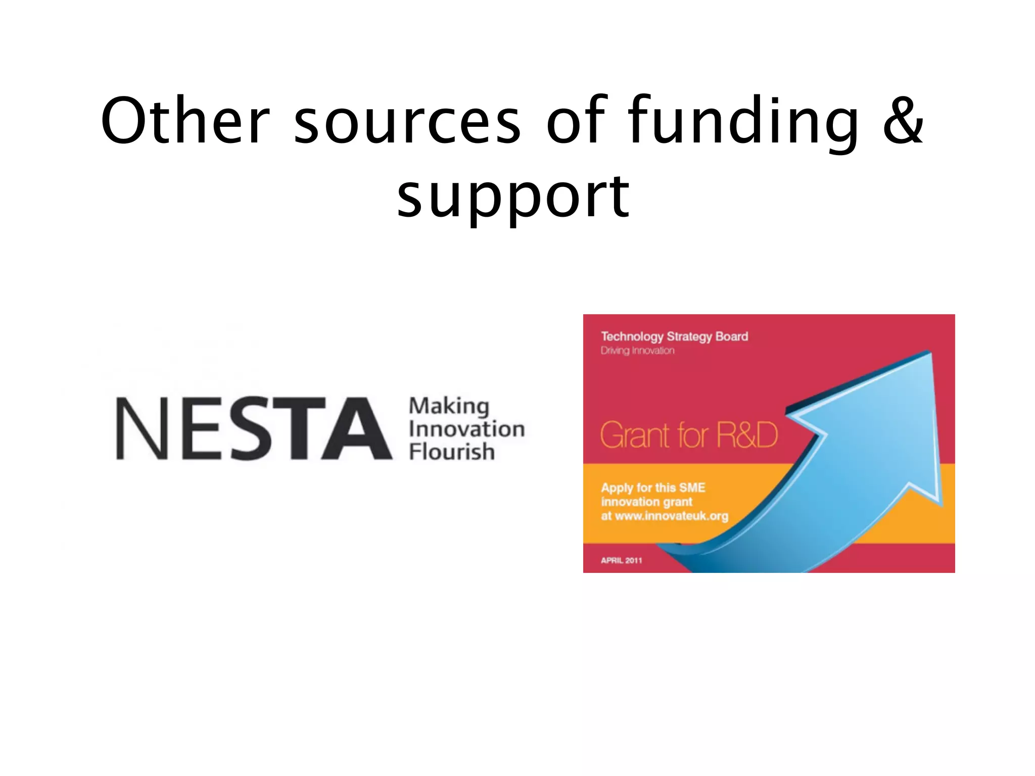 Other sources of funding &
support