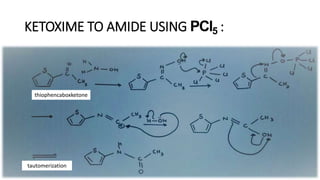 KETOXIME TO AMIDE USING PCl5 :
thiophencaboxketone
tautomerization
 