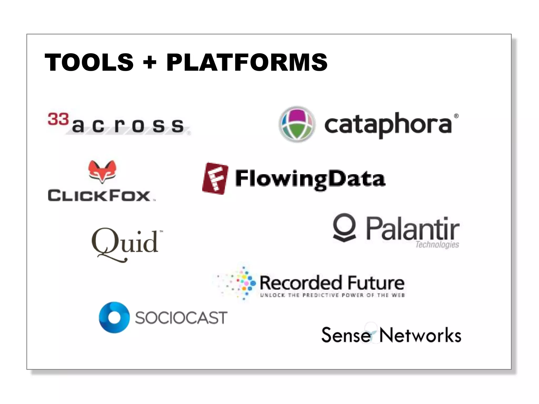 TOOLS + PLATFORMS
 