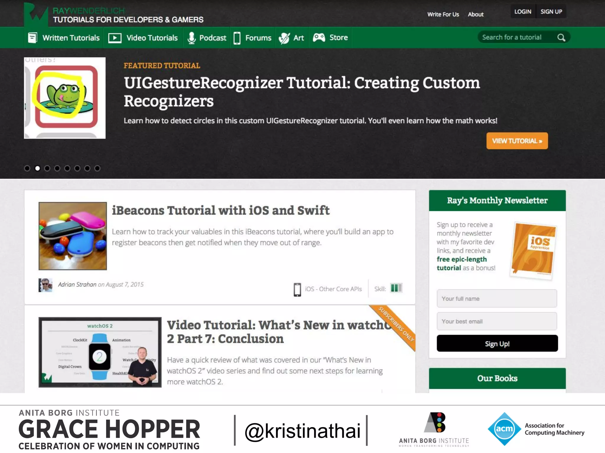 2015
Technical Tutorials
@kristinathai
📝
 