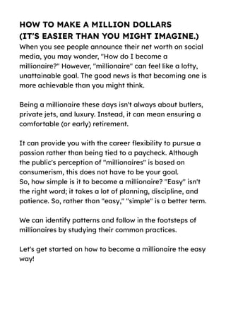 BECOME A MILLIONAIRE | PDF