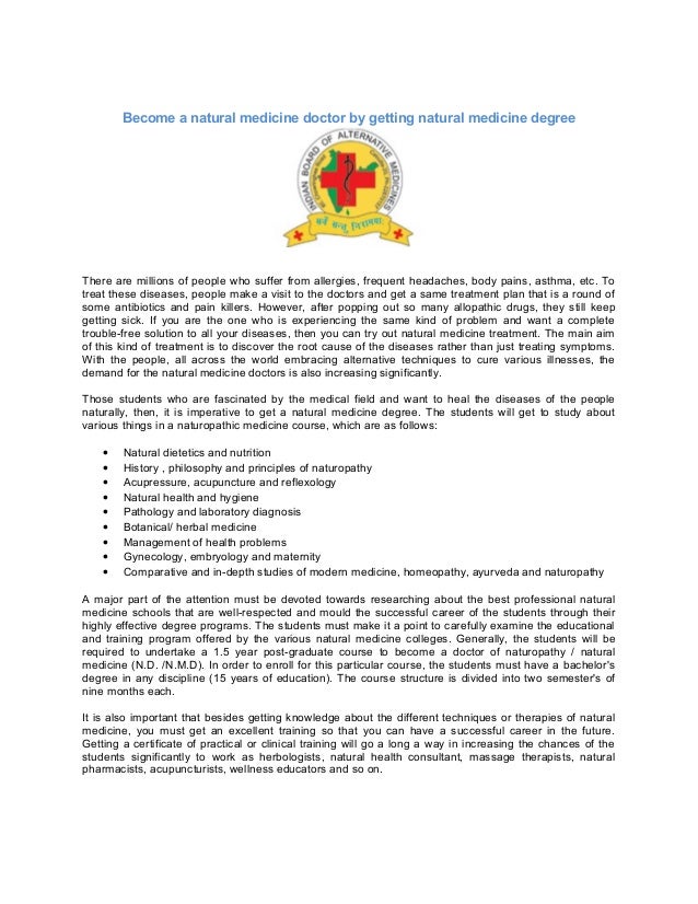 a natural medicine doctor by getting natural medicine degree