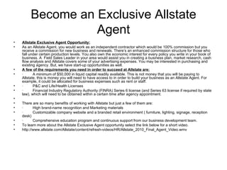Become an Exclusive Allstate Agent ,[object Object],[object Object],[object Object],[object Object],[object Object],[object Object],[object Object],[object Object],[object Object],[object Object],[object Object],[object Object],[object Object]