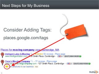 Next Steps for My Business




     Consider Adding Tags:
     places.google.com/tags




11
 