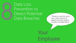 Data Loss
Prevention to
Detect Potential
Data Breaches
“Thanks so much for Lunch
Joan…Here is the list of
patients with th...