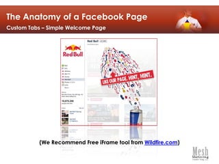 The Anatomy of a Facebook PageThe PhotostripIdeally, images in the Photostrip should:Not be dependent on the order in which they’re displayedCompliment the Profile Picture;Compliment each other (work as a set);Convey information about the brand;Be compositionally simple rather than busy.