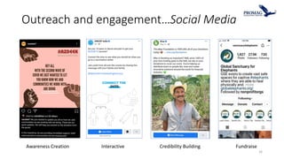 Outreach and engagement…Social Media
Awareness Creation Interactive Credibility Building Fundraise
26
 