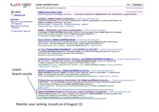 Listed	
  -­‐	
  	
  
Search	
  results	
  




    Monitor	
  your	
  ranking.	
  (results	
  as	
  of	
  August	
  11)	
  
 