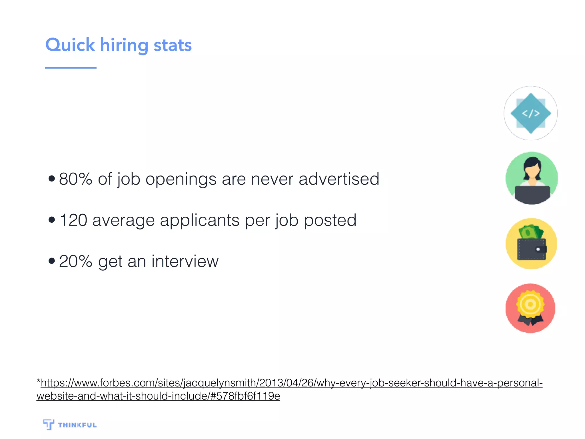 Getting the interview
We recommend a job-search process that includes
carefully identifying opportunities, networking asking
for feedback, and eventually getting referrals
 