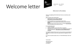 Welcome letter
 