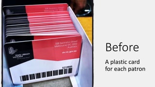 Before
A plastic card
for each patron
 