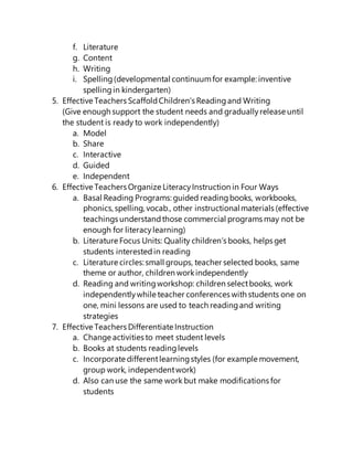 Becoming an effective teacher of literacy (1) | PDF