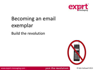 Becoming an email
exemplar
Build the revolution

www.expert-messaging.com

© Bob Hallewell 2013

 