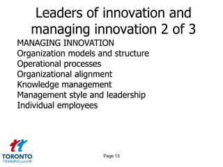 Page 11Leaders of innovation and managing innovation