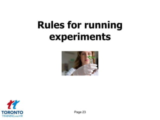 Page 21Become a better creative strategist 1 of 2Do not think that your domain experts--your operations people, accountants, or statisticians--cannot contribute innovative ideas to other areas of your business. Block out time for creative exploration throughout the day. In every meeting, no matter how tight its schedule, set aside a little time to explore creative ideas. Tell your people, "Let's think about how many different ways we could solve this problem." This expands the innovative capacity of your people and may lead to breakthrough ideas. 