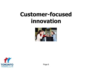 Page 6Elements contributing to a creative and innovative culture 1 of 2INDIVIDUAL ELEMENTSA few committed individuals from diverse sectors and unusual partnershipsIndividuals who are comfortable living outside of silos and/or systemsIndividuals with an entrepreneurial and network mind-setIndividuals with passion who persevere in the face of resistance