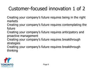 Page 7Elements contributing to a creative and innovative culture 2 of 2SYSTEM ELEMENTSA collaborative and/or networked funding culture that frames failure as learning and an opportunity for the re-invention of an ideaAn awareness of three spaces where the system is connected or fragmentedFostering critical connectionsAn interdisciplinary environment that crosses traditional boundariesIncubators that provide opportunities to create ideas Learning and thinking globally while acting locally