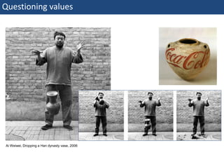 Questioning values




  Ai Weiwei, Dropping a Han dynasty vase, 2006
66 | Monday 18 January 2010
 