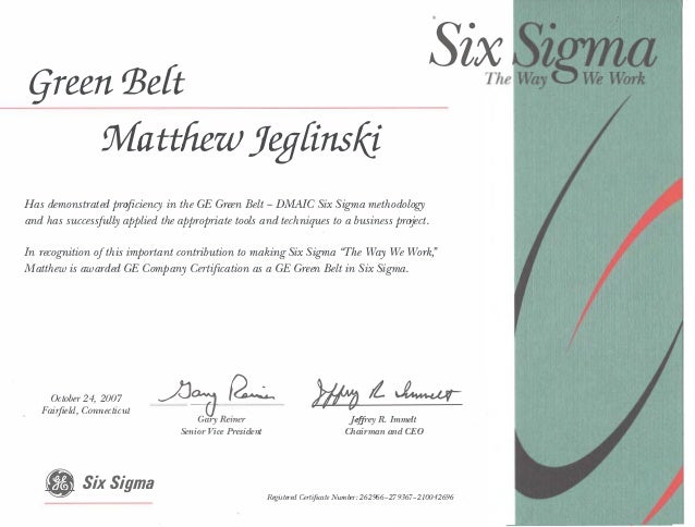 Jeglinski - Green Belt Certification