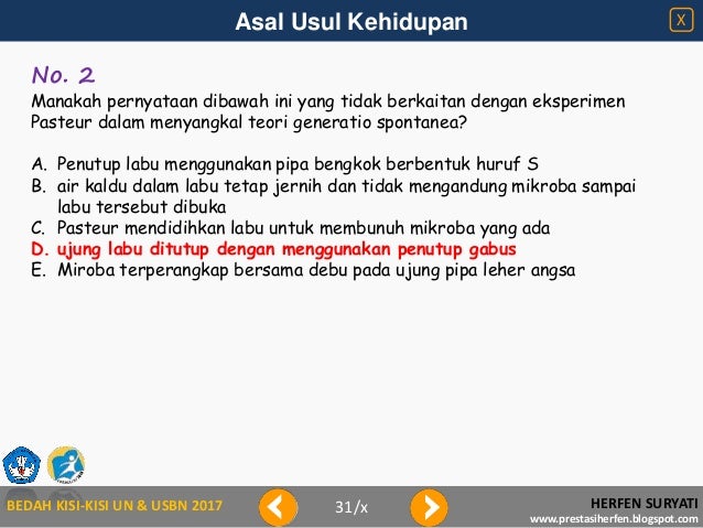 Bedah Kisi Kisi 2017 Asal Usul Kehidupan